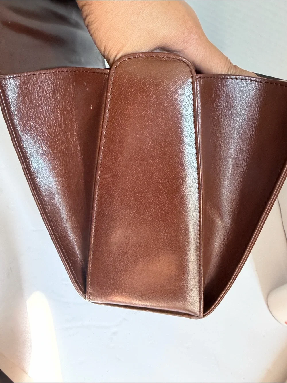 Classic Two-Tone Brown Croc Top-Handle Bag
